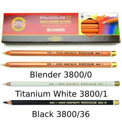 KOH I NOOR - Polycolor Colour Blending Softening Pencils - White Black Sketching