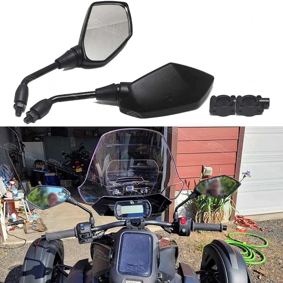 Espejos retrovisores para motocicleta Can-Am Ryker Sypder ATV UTV + abrazaderas de montaje de 7/8" Foto 1 de 4
