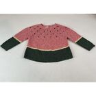 Zara Baby Watermelon Sweater Girls Size 9-12 Mo Pullover Neck Button Pink Green