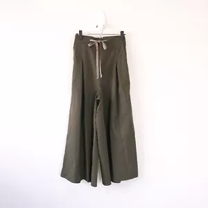 ZANZEA Women Ultra Wide Leg Pants Stretch Waist Olive Green Boho Size Medium - Picture 1 of 8