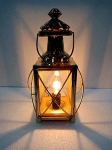 NAUTICAL BRASS ELECTRIC LAMP MARITIME SHIP HANGING LANTERN BOAT LIGHT 12" - Picture 1 of 9