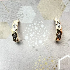 Womens Earrings 10K White Gold Diamond Pierced - Picture 1 of 3