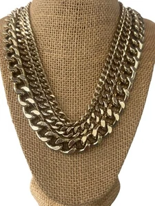 BaubleBar Gold Tone Multi Strand Chain Link Necklace Flat 3 Sizes Adj 26"+2.5" - Picture 1 of 4