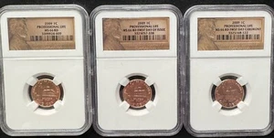 Lot of 3 2009 1C Lincoln Cents Professional Life NGC MS 66 RD - Picture 1 of 2