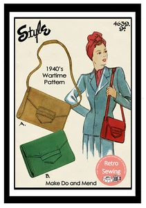 1940s Wartime Handbag Sewing Pattern - Make Do and Mend Pattern - Picture 1 of 2