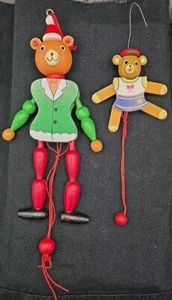 2 Stück Holz Jumping Jack Bär Zugschnur Weihnachtsschmuck Puppe  - Bild 1 von 10