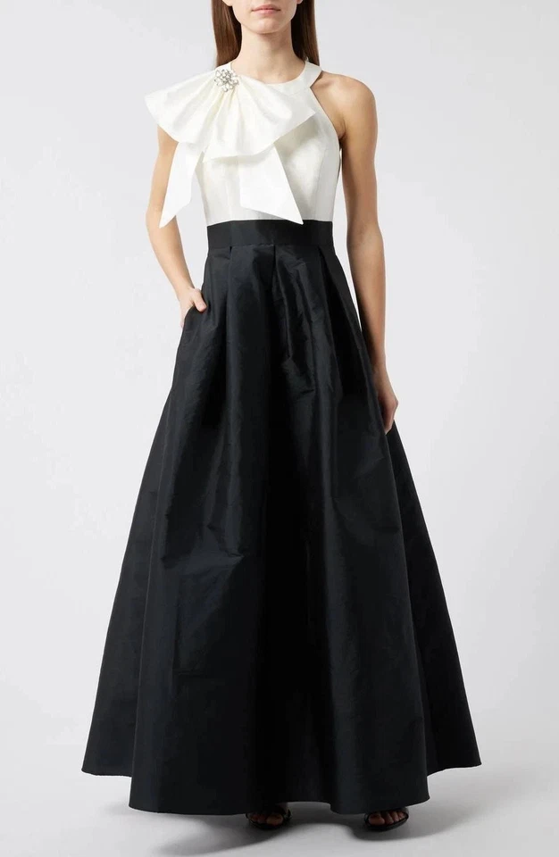 Eliza J Black Ivory Bow Crystal Mikado Ballgown Size 8 $258 - Image 1 of 4