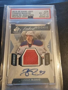 2015 SP Game Used Inked Rookie Sweaters Connor McDavid #CM RK. PSA 6 Auto 10 - Picture 1 of 2
