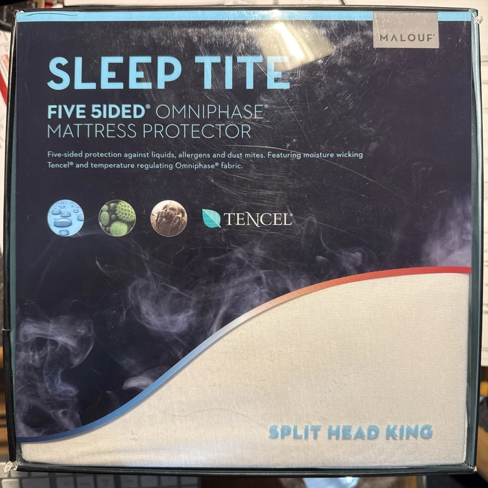 Protector de colchón Sleep Tite Omniphase Tencil Split King bolsillo profundo lujo  Foto 1 de 4