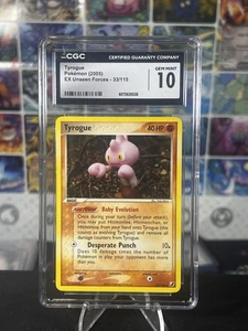 2005 Pokemon Ex Unseen Forces Tyrogue Reverse Non Holo #33 CGC 10 #33 - Picture 1 of 2