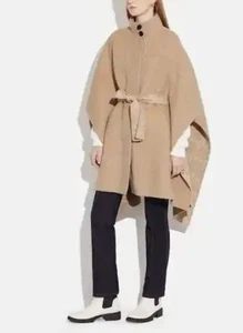 New Coach Double Faced Wool Cape Coat XS S Small Beige $995 - Picture 1 of 13