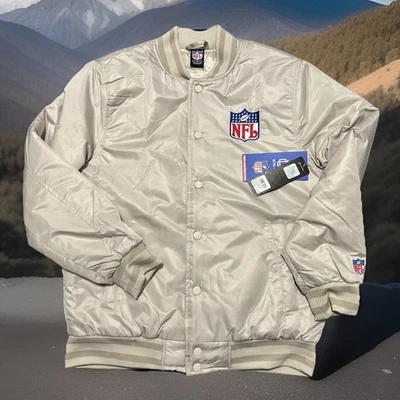 NWT $130 NFL TEAM APPAREL Men's SM Bomber Jacket Coat, Tan, MOMK443F-RO *LOGOs* - Image 1 of 4