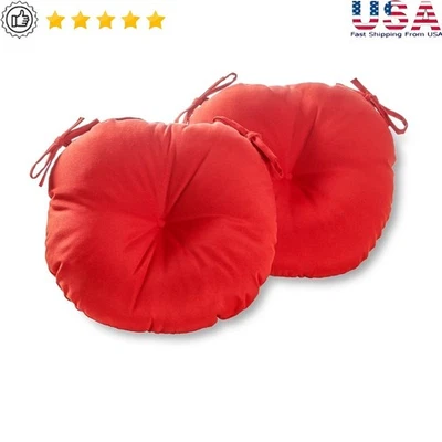 Cojines de asiento de bistró exterior 15 pulgadas redondos felpa duraderos resistentes al agua paquete de 2 nuevos Foto 1 de 4