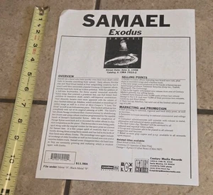 Samael - Exodus 1998 Century Media Record/Cd Music Store Promo Press Kit Release - Picture 1 of 1