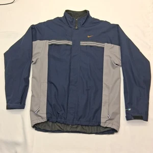 Vintage 90s Nike Nike-Fit White Tag Wind Breaker Navy Blue Orange Logo - Size S - Picture 1 of 5