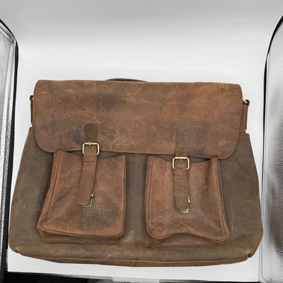 KomalC коричневый искусственно состаренной кожи портфель ноутбука Messenger сумка ручки сумка - Изображение 1 из 4
