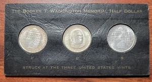 1946 Booker T Washington 3 Pc PDS Set in ORIGINAL Holder of Issue - Picture 1 of 5