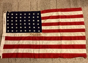 Vintage Bull Dog Bunting 2’ X 3’ 48 Star American Flag Stitched Embroidered - Picture 1 of 7