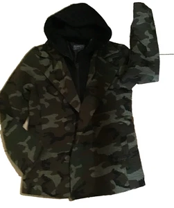Women's Green Brown Black Camo Removable Hood Jacket Small American Rags - Picture 1 of 10