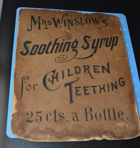 Old Large Sign Mrs. Winslow's Soothing Syrup Teething Medical Drug Double Sided - Picture 1 of 9
