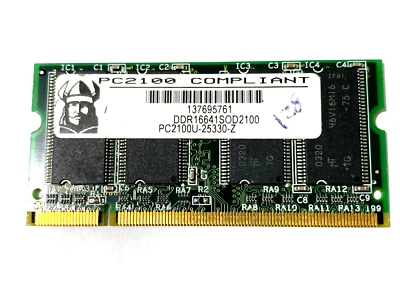 VIKING  MEMORY  DDR166  PC2100  128MB  SO-DIMM  PC2100U-25330-Z - Image 1 of 2