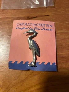 Reiher Seevogel feine Zinn ANSTECKNADEL Brosche 2" mit Kopfkarte sehr guter Zustand! - Bild 1 von 3