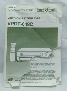 VHS Player/Recorder VCR Operating Instructions Broksonic VPDT-648C - Picture 1 of 4
