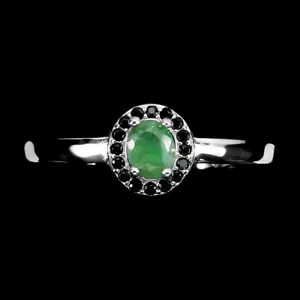 Sommer 925 Silberring Oval Smaragd Spinell Natürlich Edelstein Schmuck Größe 7.5 - Bild 1 von 9