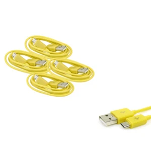 4X 6FT MICRO USB DATA SYNC CHARGER CABLE YELLOW DROID HTC EVO ONE NEXUS 7 KINDLE - Picture 1 of 1