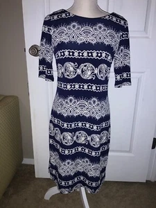 🌸 R&K Ladies Blue White Accents Shift Dress Size 4 (D5) 🌸 - Imagen 1 de 8