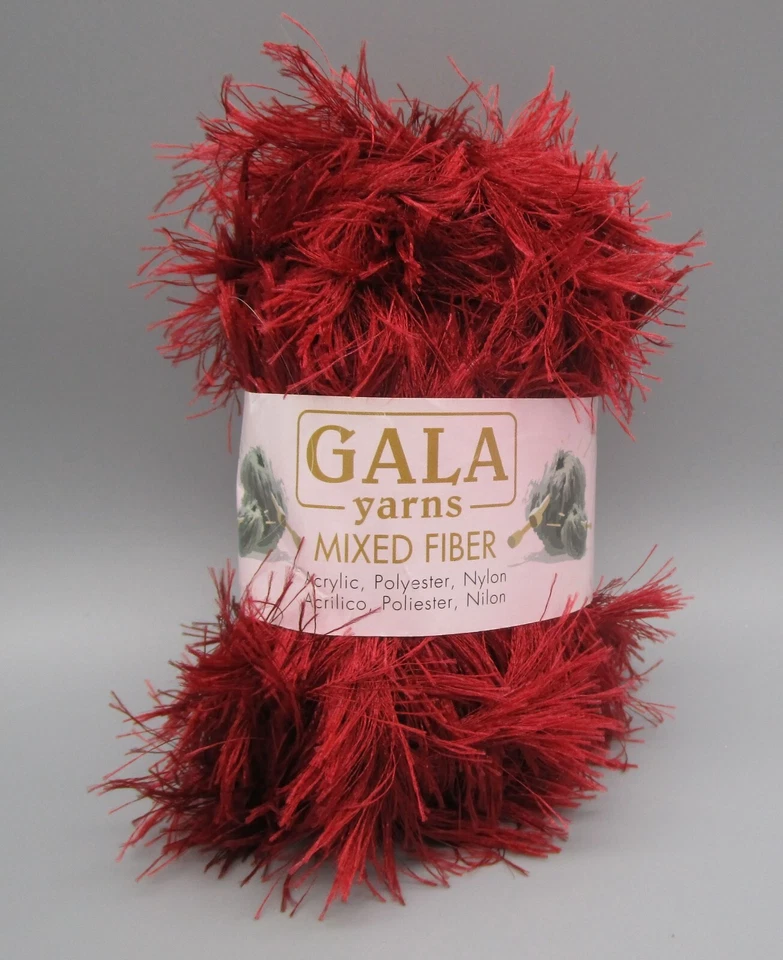 HILOS DE GALA ~Hilo de pestañas tejido e ganchillo de fibra mixta rojo borgoña ~ 1,76 oz Foto 1 de 4