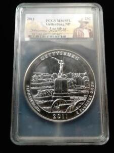 2011 5 oz Silver ATB Gettysburg National Park PCGS MS69 PL Teddy Roosevelt Label