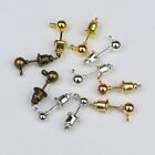 50pcs/lot 3mm/4mm/5mm Pin Findings Stud Earring Basic Pins Stoppers Connector