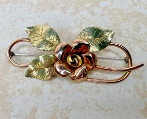 Vintage Krementz Diana Yellow & Rose Gold Plated Floral Pin/Brooch - Picture 1 of 5