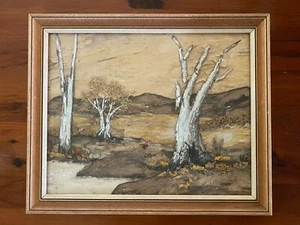 Vintage Australian Bark Art "Squatters Run" & "Before the Storm" Alison Lockhart - Picture 1 of 11