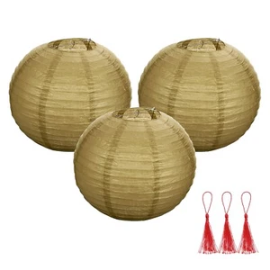3 Pcs Gold Round Paper Lanterns 16 Inch Paper Lantern Party Decorations - Picture 1 of 7