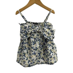 Something Navy Blue Floral Bow Front Kids Top Size 5 New - Picture 1 of 4
