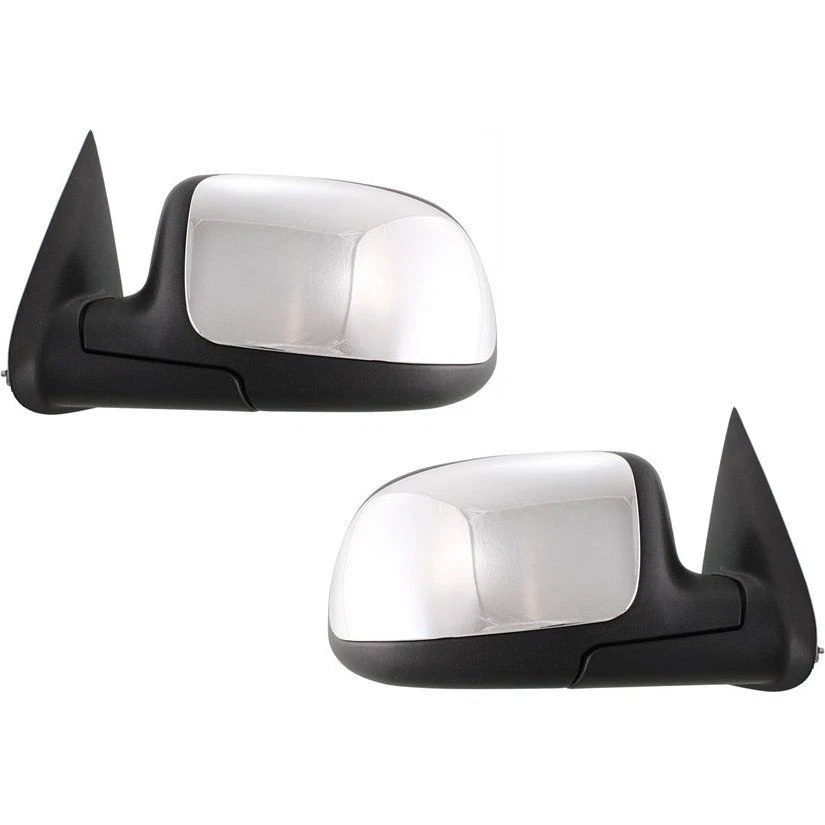 New Chrome Manual Mirror Set For 1999-2007 Silverado Sierra Suburban Tahoe Yukon - Image 1 of 2