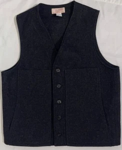 VTG Filson Mackinaw Vest Charcoal Gray Virgin Wool Button Front Style 20 Size 42 - Picture 1 of 6