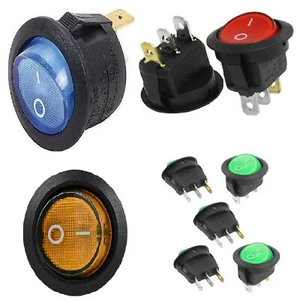 INTERRUTTORE a bilanciere rotondo luminoso 230V 6A rosso verde blu giallo 20mm - Foto 1 di 10