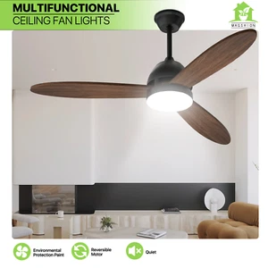 52" Indoor LED 6 Speeds Ceiling Fan 3 Color Temperatures Light Kit Fan w/Remote - Picture 1 of 14