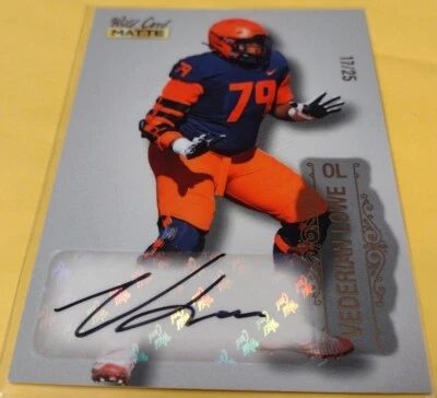2022 Wild Card Matte Autograph Copper Vederian Lowe SP /25 RC Illinois Vikings  - Image 1 of 2