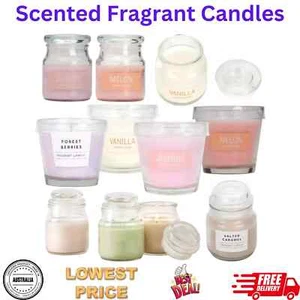 Scented Fragrant Candles in Glass Jar Vanilla Jasmine Forest Berries Melon - Picture 1 of 48