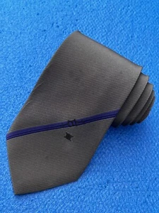 Authentic CELINE Striped Belt Design On Gray 100% Silk Necktie Tie - Picture 1 of 10