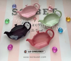 LE CREUSET SATIN PINK ROSE QUARTZ CASSIS NEW WASABI TEABAG TEA BAG HOLDER RARE - Picture 1 of 22
