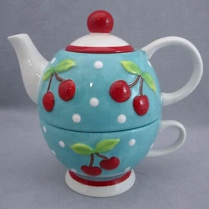 Burton + Burton Cherry Cherrie Pastel Té Para Una Tetera y Taza De Cerámica De Colección 2005 - Imagen 1 de 21