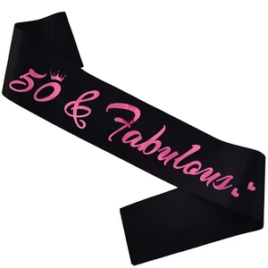 50 Fabulous Birthday Sash, 50th Bday Sash for Women Funny 50th Birthday Party... - Picture 1 of 6
