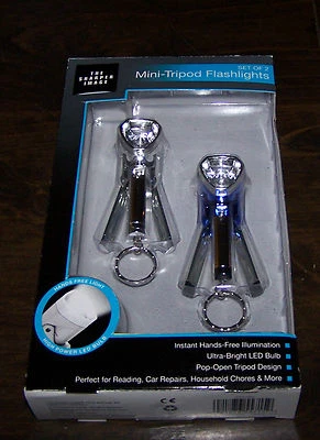 THE SHARPER IMAGE SET OF 2 MINI-TRIPOD HI-PR LED FLASHLIGHTS WITH KEYRING - NIB! - Image 1 of 4