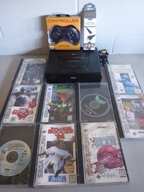 Sega Saturn Console and Game Lot of 9
