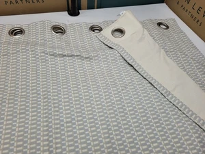 John Lewis W167 x D228cm MINI BLOCKS PRINT Eyelet Curtains - Picture 1 of 13